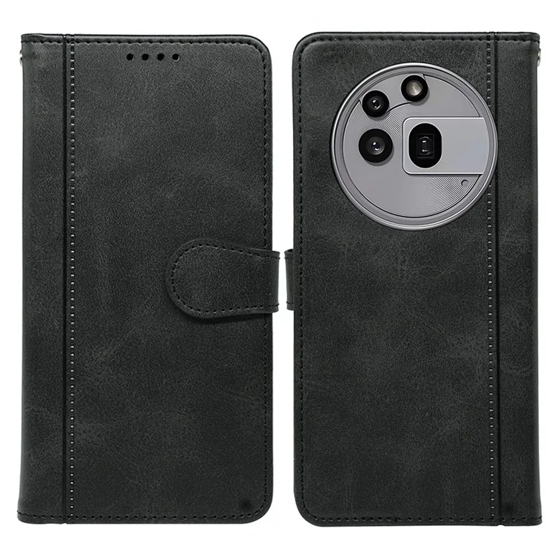 For Nothing Phone (3a) Pro Case Calf Texture Leather Stand Book Style Phone Cover - Black