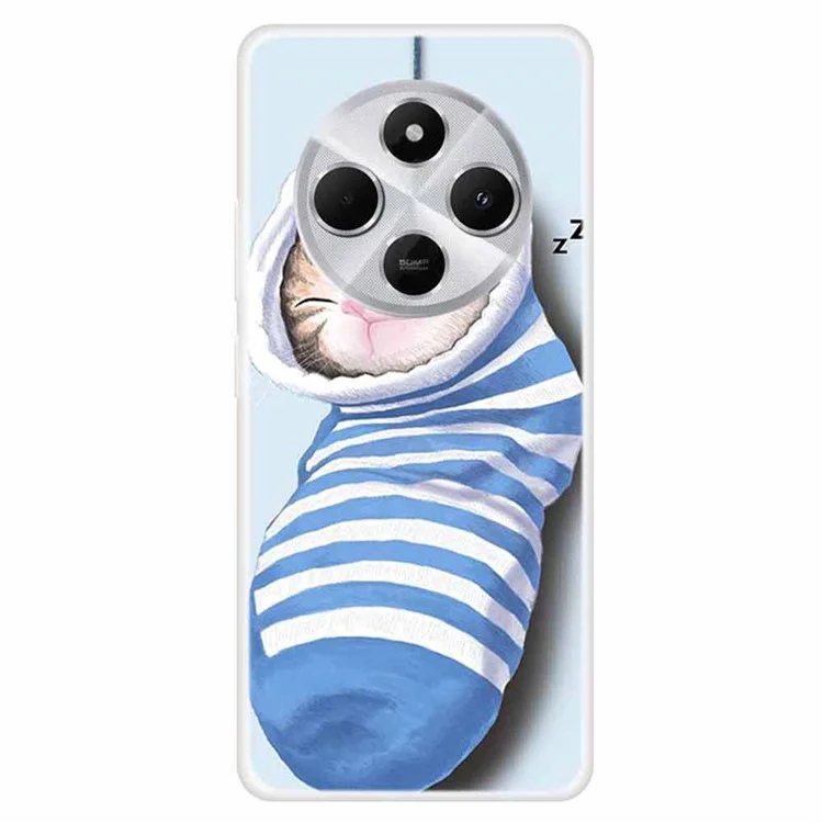 Étui TPU pour Xiaomi Redmi 14C 4G / Redmi 14R 5G / Poco C75 4G Motif Imprimé Antichoc Coque Arrière de Téléphone - Chaussettes et Chat