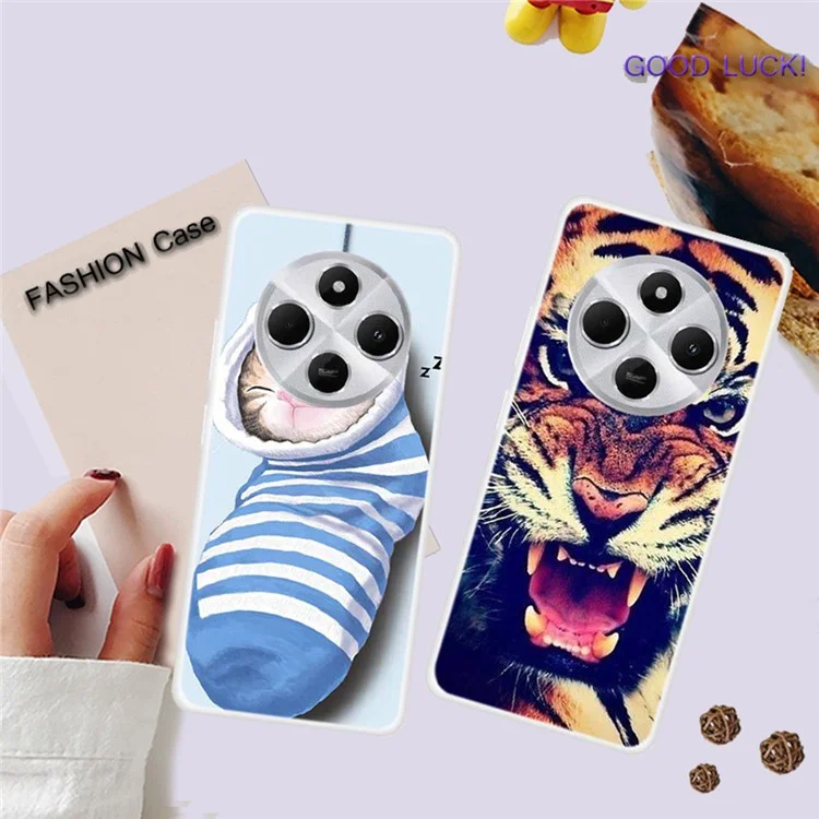 Étui TPU pour Xiaomi Redmi 14C 4G / Redmi 14R 5G / Poco C75 4G Motif Imprimé Antichoc Coque Arrière de Téléphone - Chaussettes et Chat