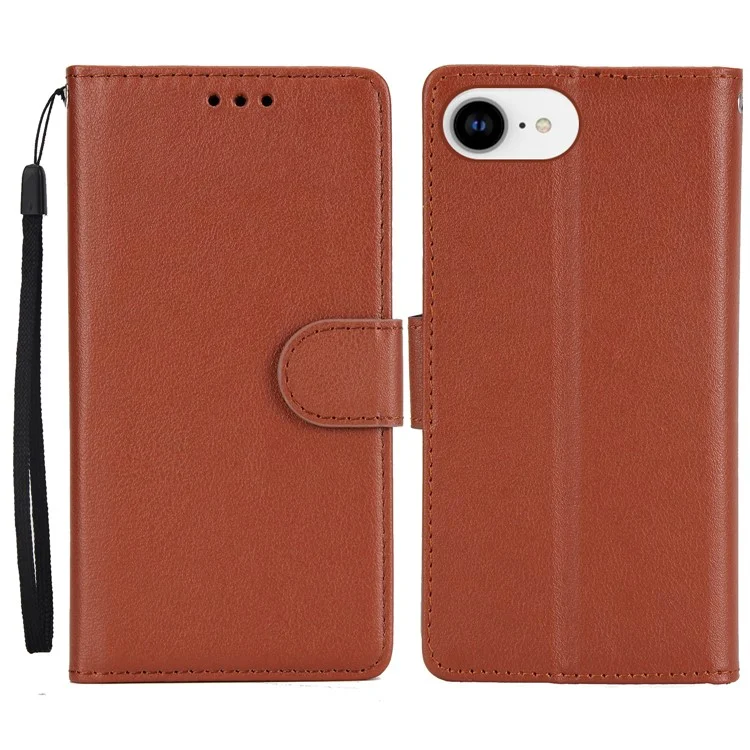 For iPhone 16e Case Wallet Stand View PU Leather Phone Cover - Brown