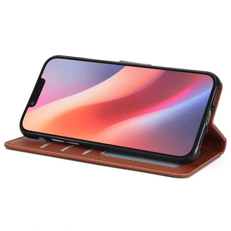 For iPhone 16e Case Wallet Stand View PU Leather Phone Cover - Brown