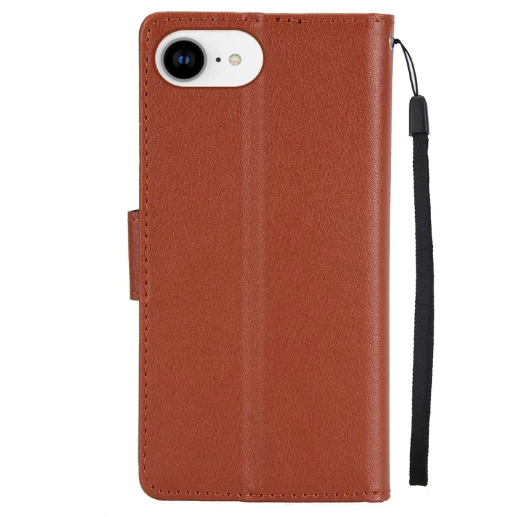 For iPhone 16e Case Wallet Stand View PU Leather Phone Cover - Brown