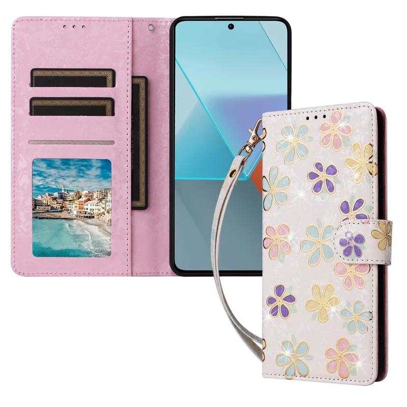 For Xiaomi Redmi Note 14 5G Case RFID Blocking Flower Leather Phone Cover - Colorful Flower