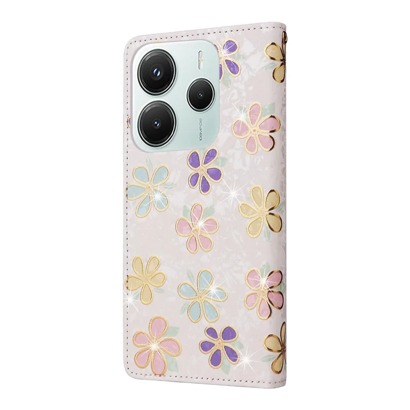 For Xiaomi Redmi Note 14 5G Case RFID Blocking Flower Leather Phone Cover - Colorful Flower