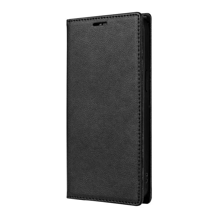 For iPhone 16e Wallet Case Magnetic Closure PU Leather Phone Cover - Black