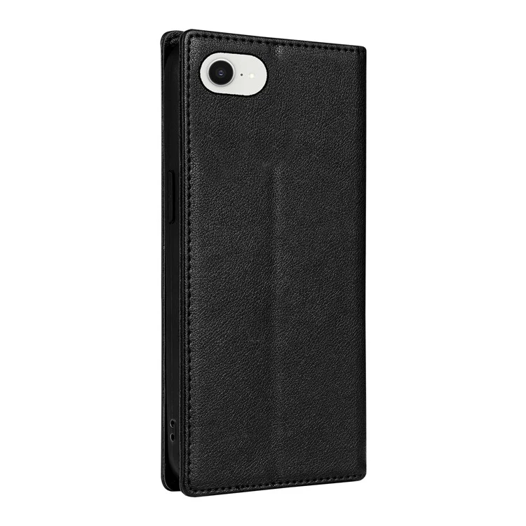 For iPhone 16e Wallet Case Magnetic Closure PU Leather Phone Cover - Black