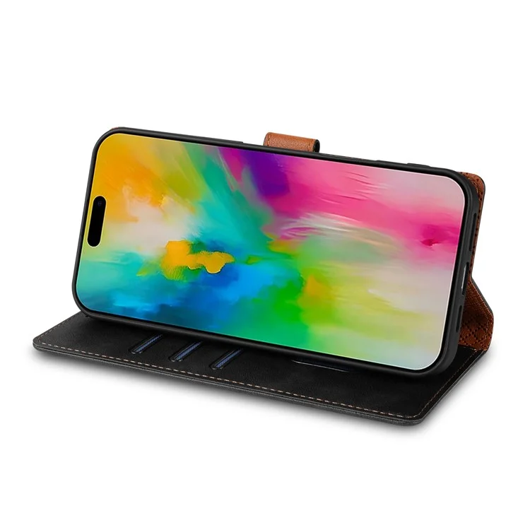 N.BEKUS CSJ-001 Hülle für iPhone 16e aus PU-Leder Brieftasche Handyhülle - Schwarz