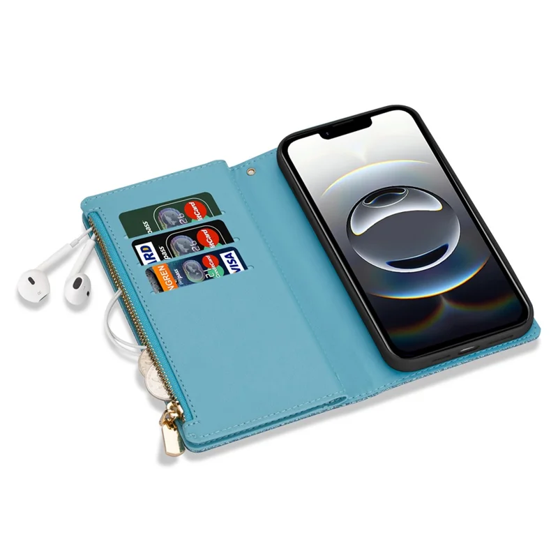 For iPhone 16e Case Starry Sky Carving Leather Wallet Phone Cover - Blue