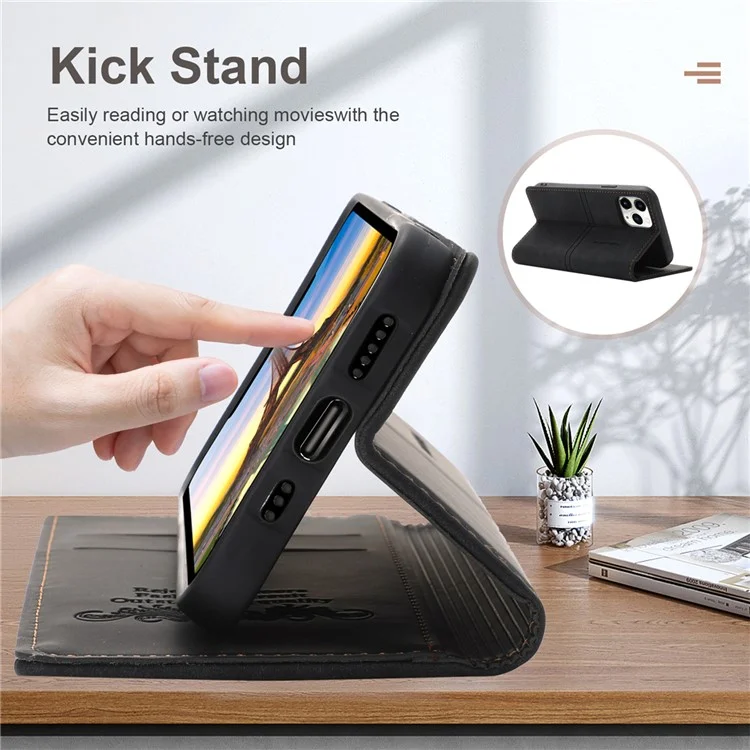 For iPhone 16e Wallet Case Magnetic Closing Leather Phone Cover - Black