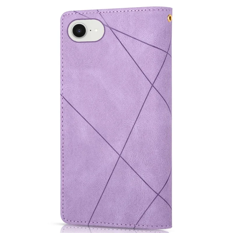 For iPhone 16e Wallet Case Color Splicing Leather Phone Cover with Stand - Purple