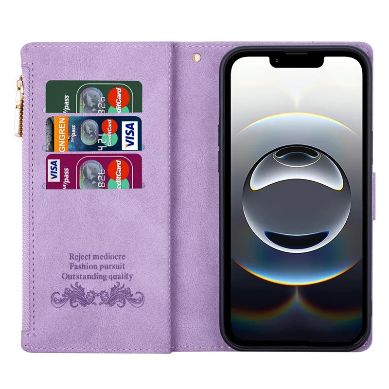 For iPhone 16e Wallet Case Color Splicing Leather Phone Cover with Stand - Purple