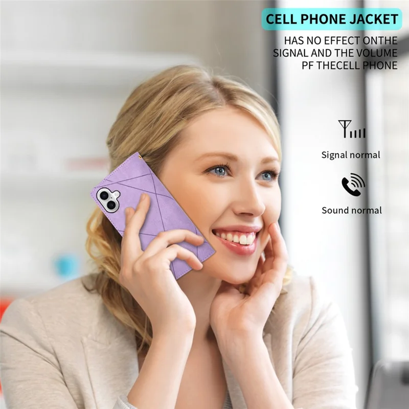 For iPhone 16e Wallet Case Color Splicing Leather Phone Cover with Stand - Purple