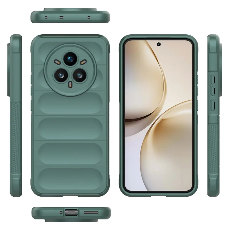 For Realme 14 Pro+ 5G Case Anti-Drop Soft TPU Rugged Phone Back Cover - Green