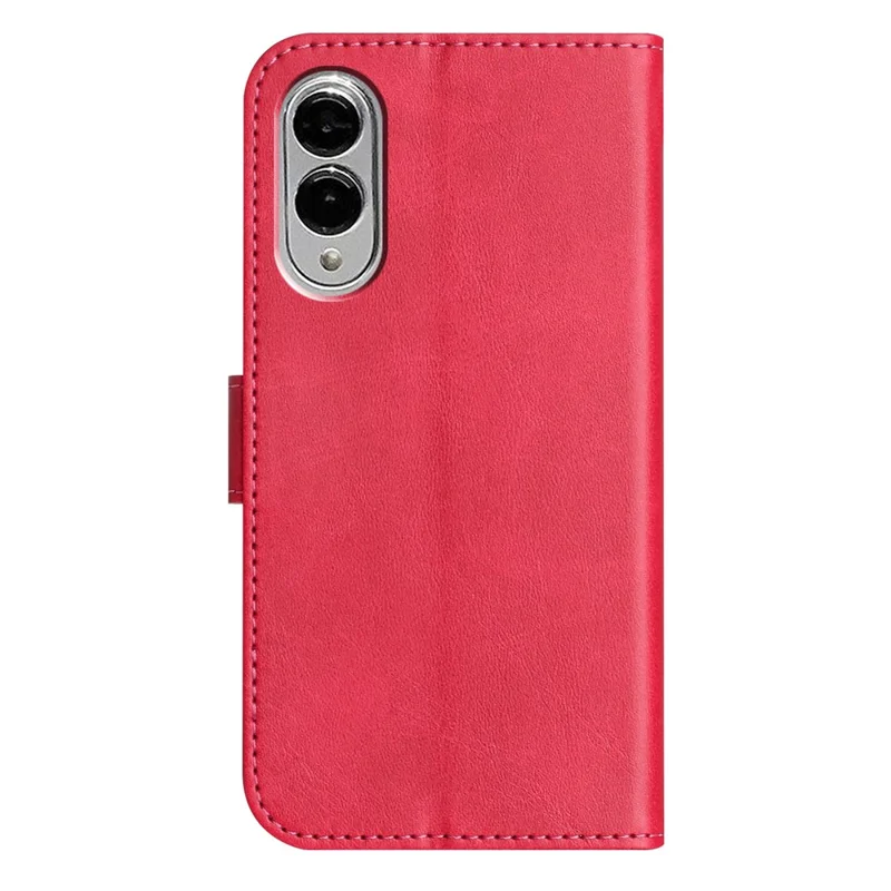 Para Samsung Galaxy S25 Edge Capa de Suporte com Alça Carteira de Couro PU Capa de Telefone Desenho de Costura em Forma de S - Rosa