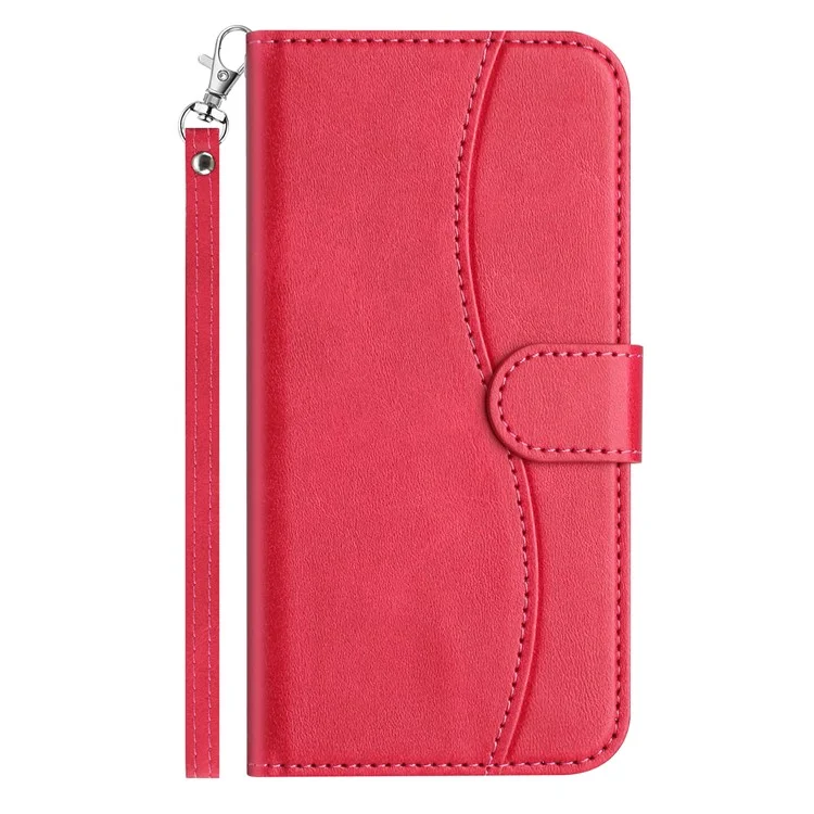 For Honor X9c 5G Stand Case with Strap PU Leather Wallet Phone Cover S Shape Stitching Design - Rose