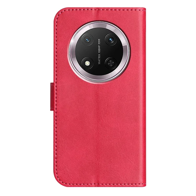 For Honor X9c 5G Stand Case with Strap PU Leather Wallet Phone Cover S Shape Stitching Design - Rose