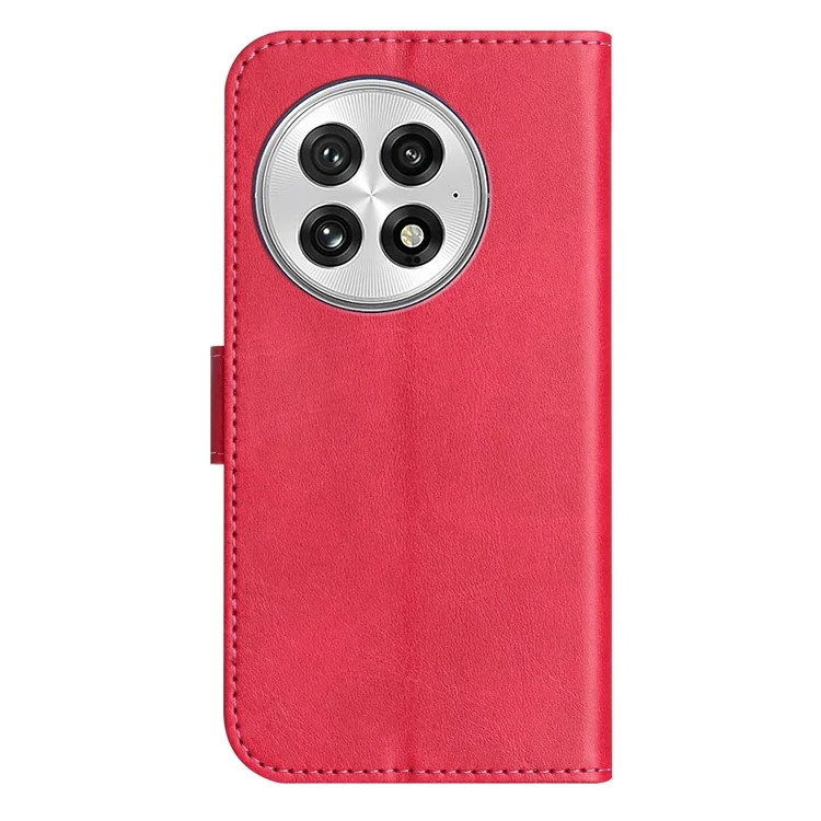 Funda tipo cartera de cuero PU con soporte y correa para OnePlus 13, diseño de costura en forma de S - Rosa