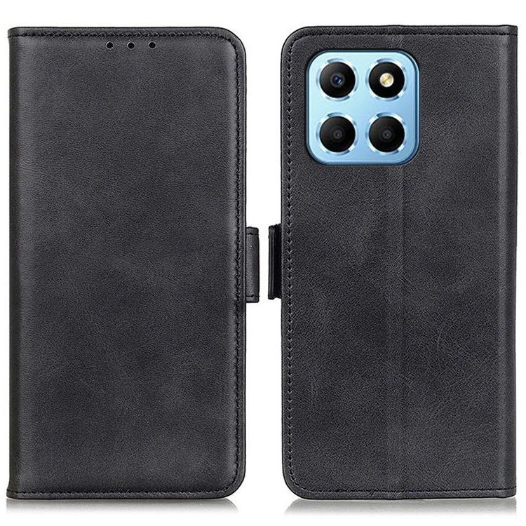 For Honor X8 5G PU Leder Seitliche Magnetische Verschluss Handy-Hülle Geldbörse Stand Kratzsicher Schutzhülle - Schwarz