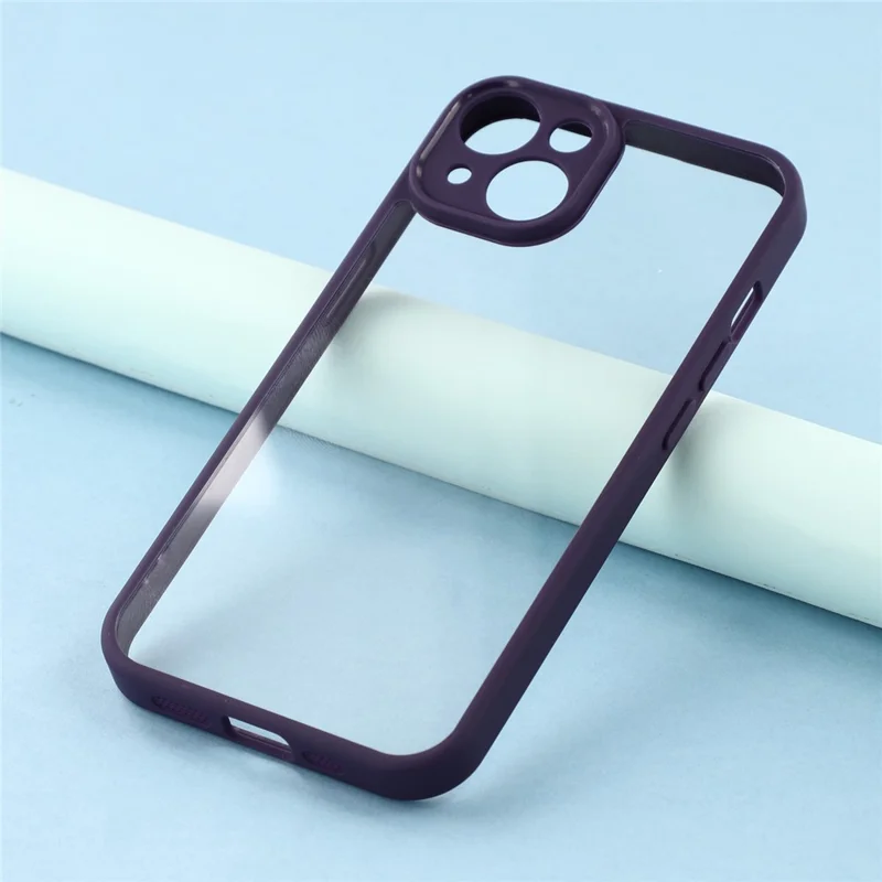 For iPhone 15 Phone Case TPU + Acrylic Clear Back Cover - Purple