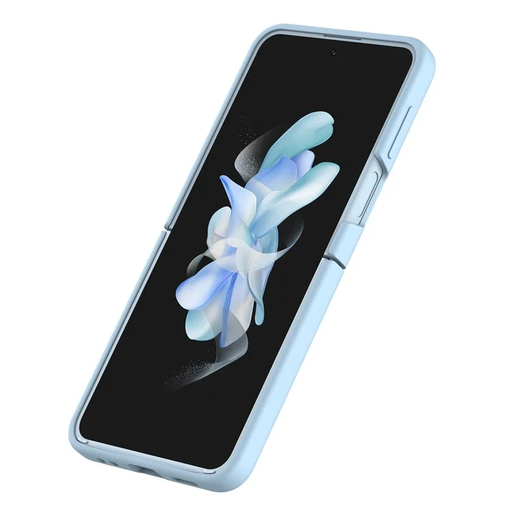NILLKIN for Samsung Galaxy Z Flip4 5G Camera Lens Slide Cover Design Liquid Silicone Phone Case Drop-proof Protective Cover with Finger Ring - Blue