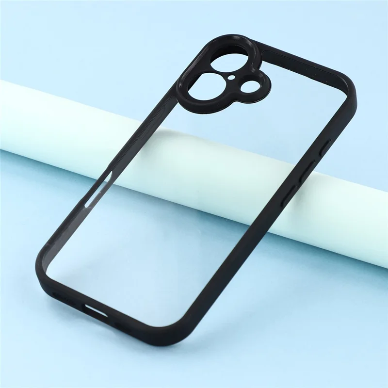 For iPhone 16 Plus Phone Case TPU + Acrylic Clear Back Cover - Black
