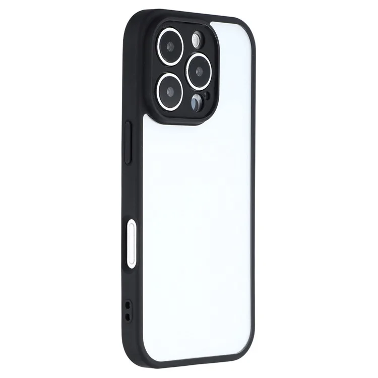 Für iPhone 16 Pro Max Handyhülle TPU + Acryl Transparent Rückseite Schutzhülle - Schwarz