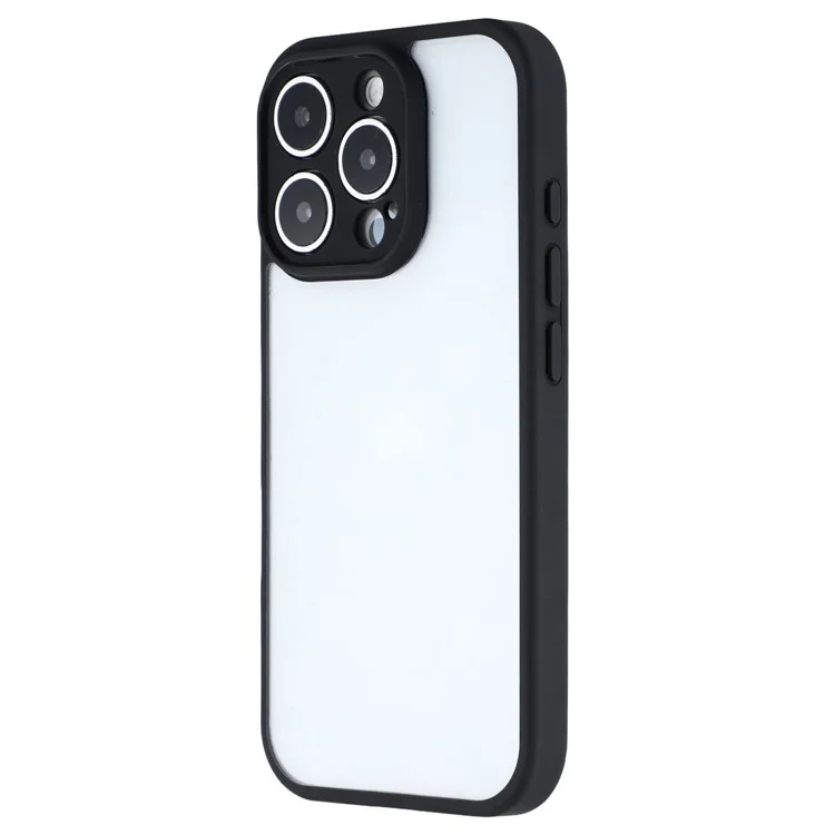 Für iPhone 16 Pro Max Handyhülle TPU + Acryl Transparent Rückseite Schutzhülle - Schwarz