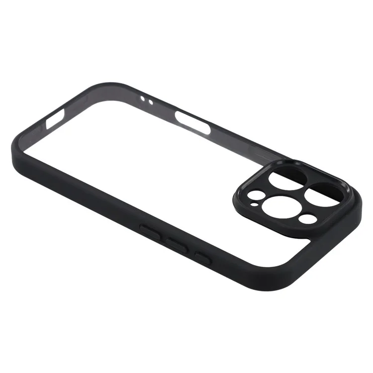 Für iPhone 16 Pro Max Handyhülle TPU + Acryl Transparent Rückseite Schutzhülle - Schwarz