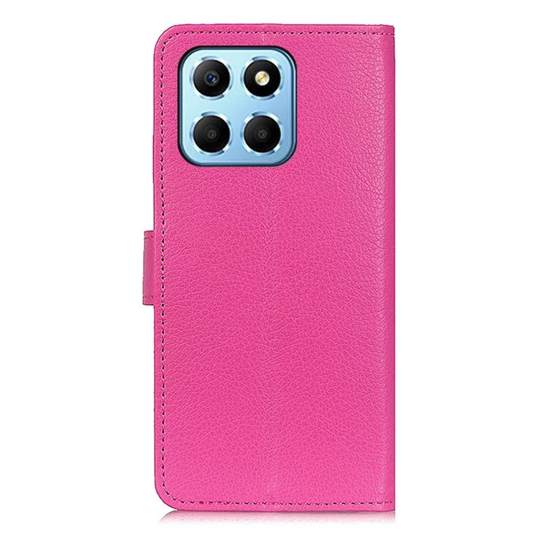 Capa de Telefone de Textura Litchi Para Honra X8 5g, Estrondo de Proteção Contra a Carteira de Fólio de Couro Anti-arranhão - Rosa