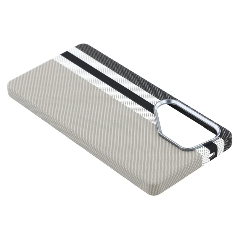 For Samsung Galaxy S25 Ultra Case Compatible with MagSafe Carbon Fiber Texture Water Transfer PC Phone Cover - Grey Vertical Stripes