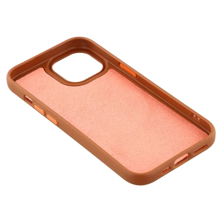 For iPhone 14 Magnetic Case Litchi Texture TPU Phone Cover Compatible with MagSafe - Brown