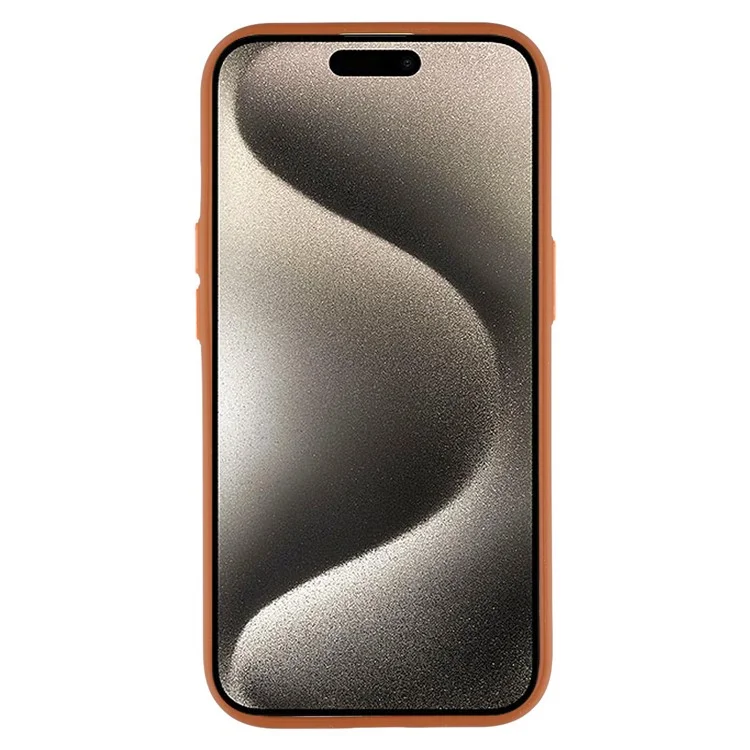 For iPhone 15 Magnetic Case Litchi Texture TPU Phone Cover Compatible with MagSafe - Brown