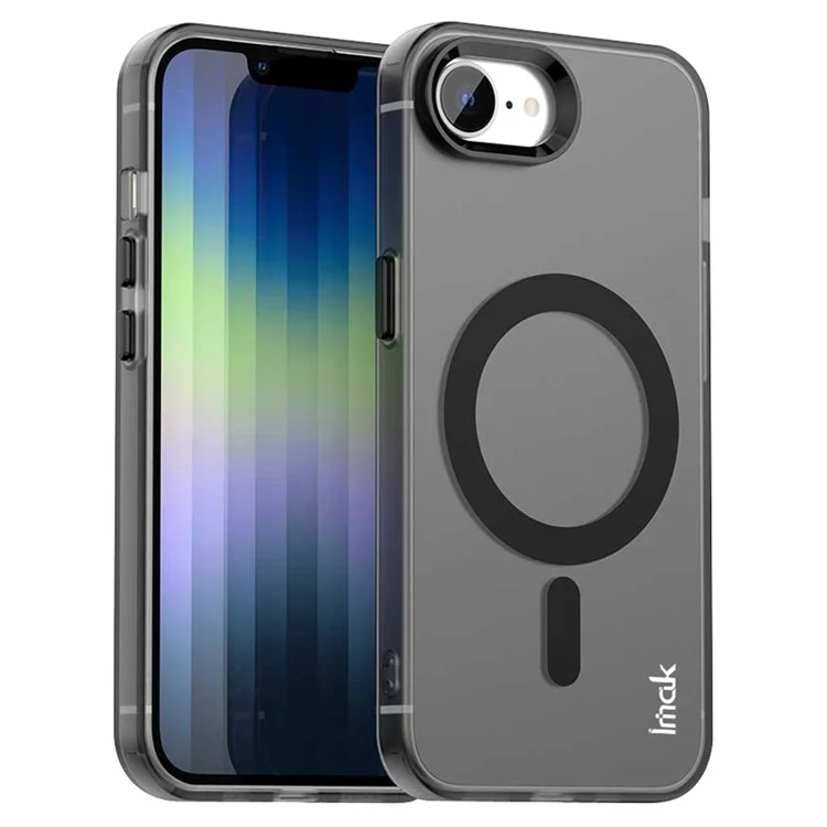 IMAK Pour iPhone 16e Étui Magnétique Couleur Bonbon Anti-Chute TPU + PET Coque Arrière - Noir