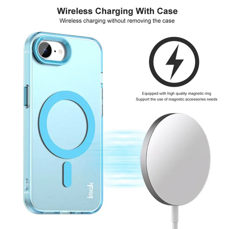 IMAK Pour iPhone 16e Étui Magnétique Couleur Bonbon Anti-Chute TPU + PET Coque Arrière - Noir