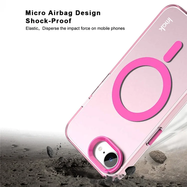 IMAK Pour iPhone 16e Étui Magnétique Couleur Bonbon Anti-Chute TPU + PET Coque Arrière - Noir