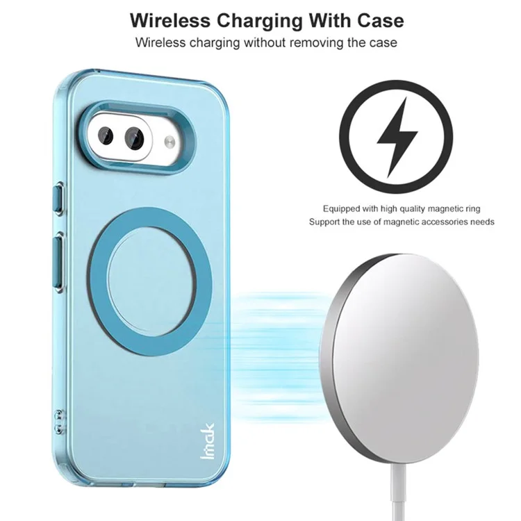 IMAK Pour Google Pixel 9a Étui Compatible avec MagSafe Couleur Bonbon Antichoc TPU + PET Coque Arrière - Noir