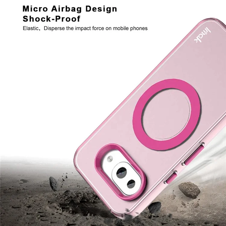 IMAK Pour Google Pixel 9a Étui Compatible avec MagSafe Couleur Bonbon Antichoc TPU + PET Coque Arrière - Noir