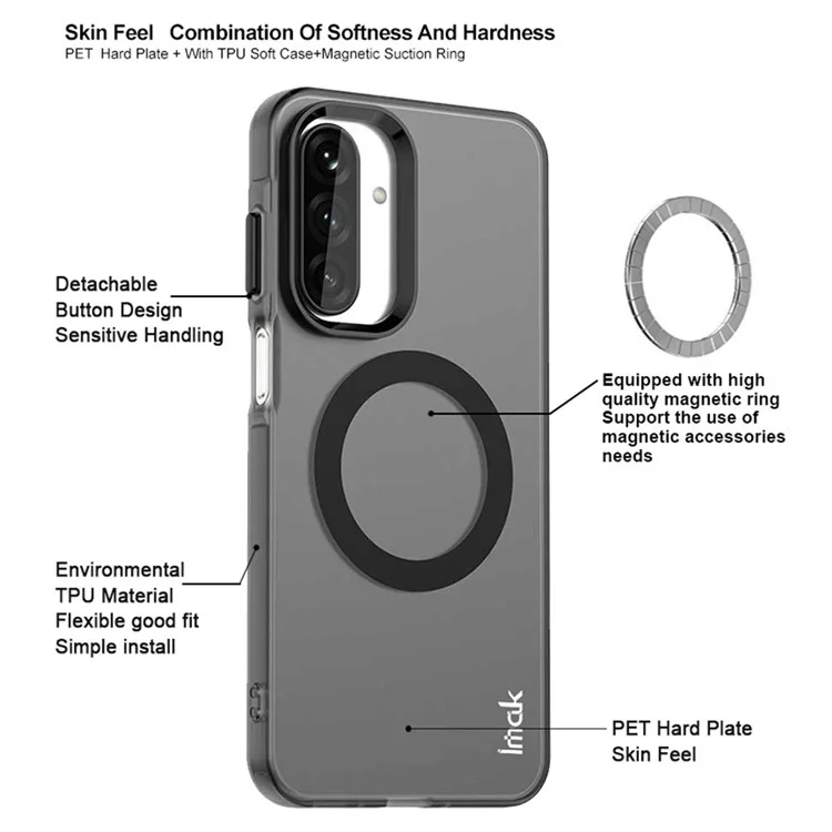 IMAK For Samsung Galaxy A26 5G Case Compatible with MagSafe PC + TPU Protective Phone Back Cover