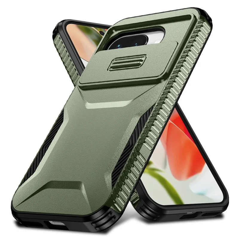 For Google Pixel 9a Case Camshield TPU + PC Phone Cover Non-Slip Side Edge - Green