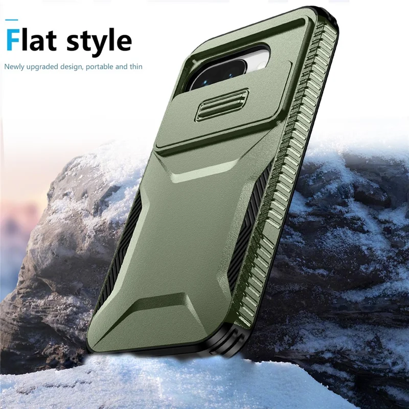 For Google Pixel 9a Case Camshield TPU + PC Phone Cover Non-Slip Side Edge - Green