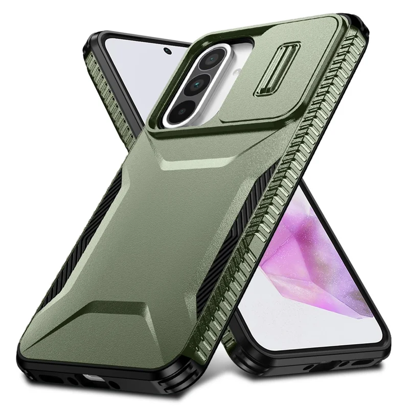 For Samsung Galaxy A36 5G / A56 5G Case Camshield TPU+PC Phone Cover Non-Slip Side Edge - Green
