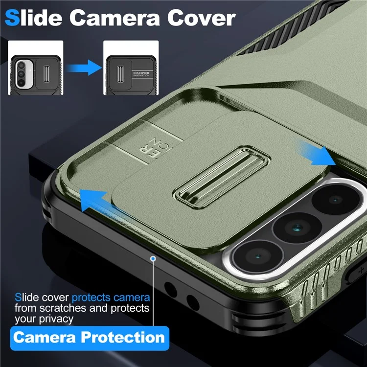 For Samsung Galaxy A36 5G / A56 5G Case Camshield TPU+PC Phone Cover Non-Slip Side Edge - Green