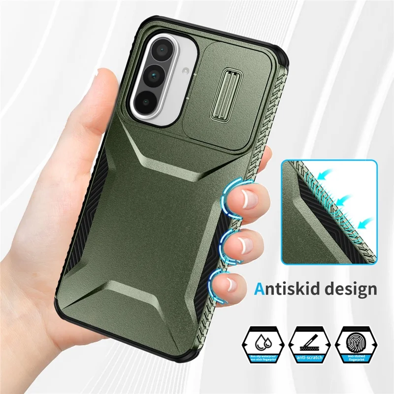 For Samsung Galaxy A36 5G / A56 5G Case Camshield TPU+PC Phone Cover Non-Slip Side Edge - Green