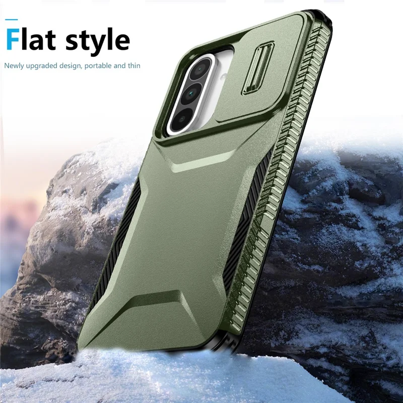 For Samsung Galaxy A36 5G / A56 5G Case Camshield TPU+PC Phone Cover Non-Slip Side Edge - Green
