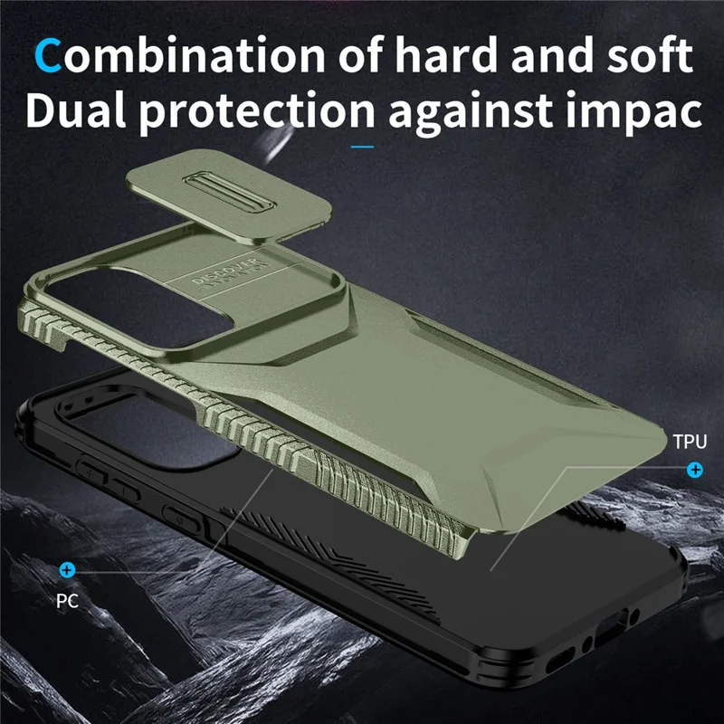 For Samsung Galaxy A36 5G / A56 5G Case Camshield TPU+PC Phone Cover Non-Slip Side Edge - Green