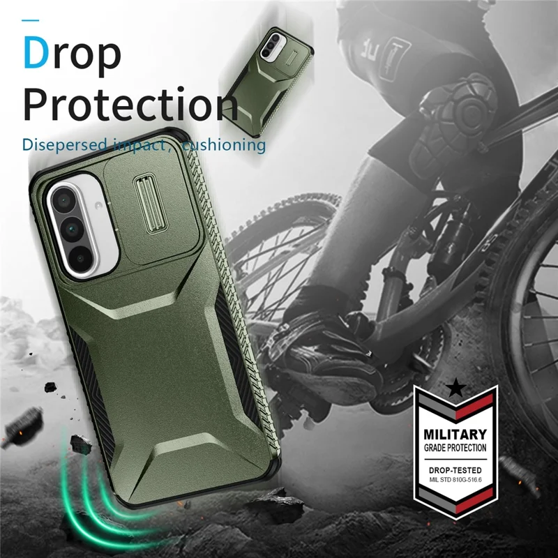 For Samsung Galaxy A36 5G / A56 5G Case Camshield TPU+PC Phone Cover Non-Slip Side Edge - Green