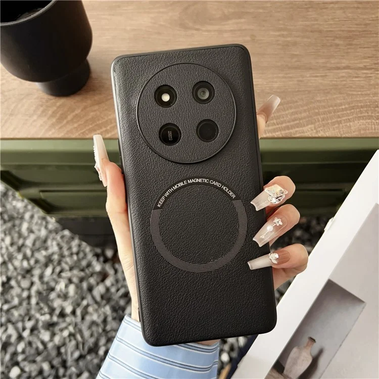 For Honor Magic7 Lite 5G / X9c 5G / X60 Pro 5G Case Anti-Drop PU Leather+TPU Cover Compatible with MagSafe - Black