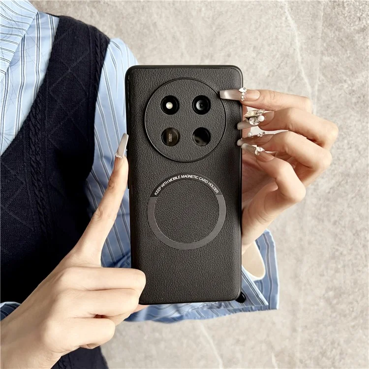 For Honor Magic7 Lite 5G / X9c 5G / X60 Pro 5G Case Anti-Drop PU Leather+TPU Cover Compatible with MagSafe - Black