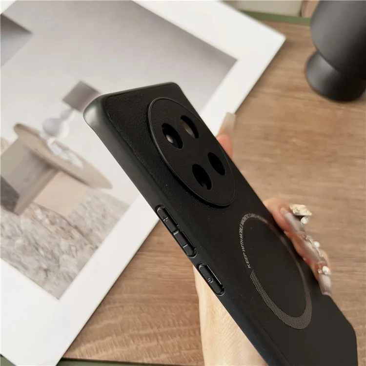 For Honor Magic7 Lite 5G / X9c 5G / X60 Pro 5G Case Anti-Drop PU Leather+TPU Cover Compatible with MagSafe - Black