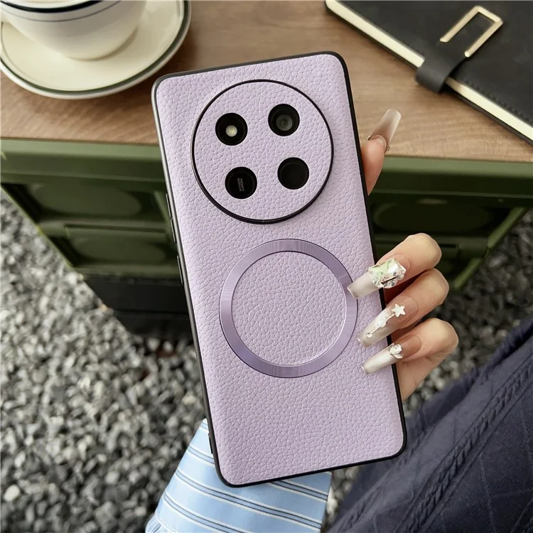 Funda para Honor Magic7 Lite 5G Compatible con MagSafe de Cuero PU + TPU para Parte Trasera del Teléfono - Morado